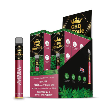 Blueberry & Sour Raspberry - 300mg CBD Royale 600 puffs vape disposable