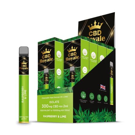 Raspberry & Lime - 300mg CBD Royale 600 puffs vape disposable